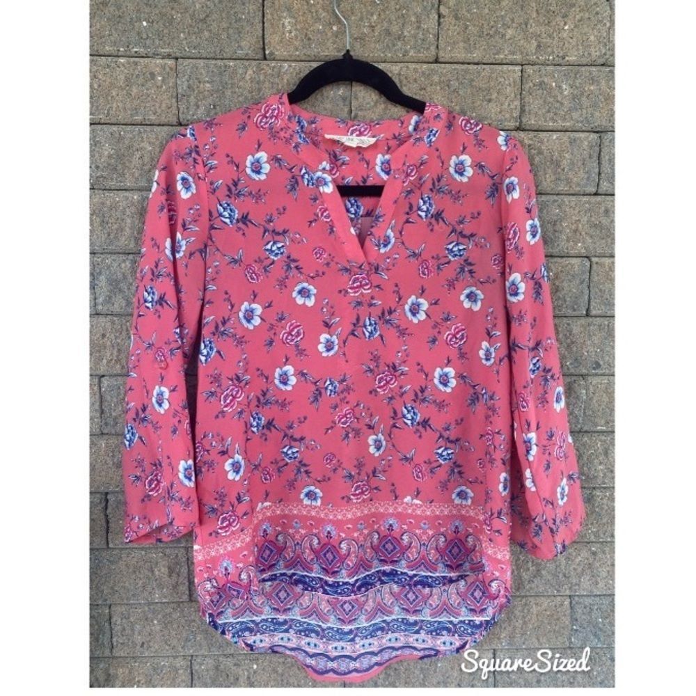 Pink Rose Floral Hi-Lo Top